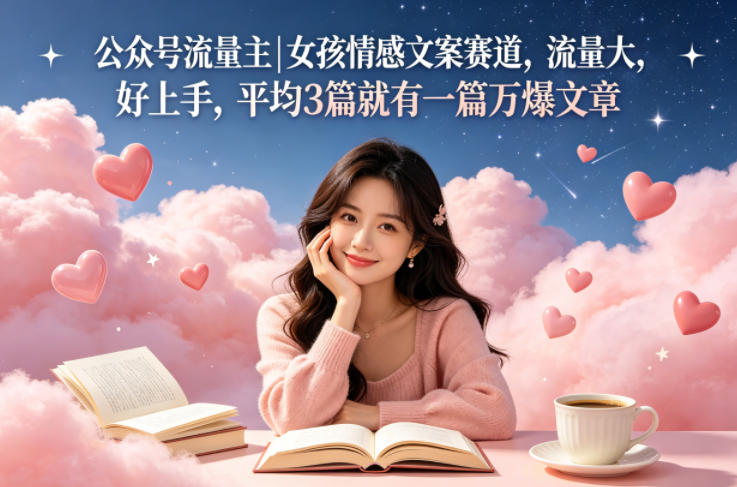 公众号流量主女孩情感文案赛道，流量大，好上手，平均3篇就有一篇万爆文章-明楼资源站