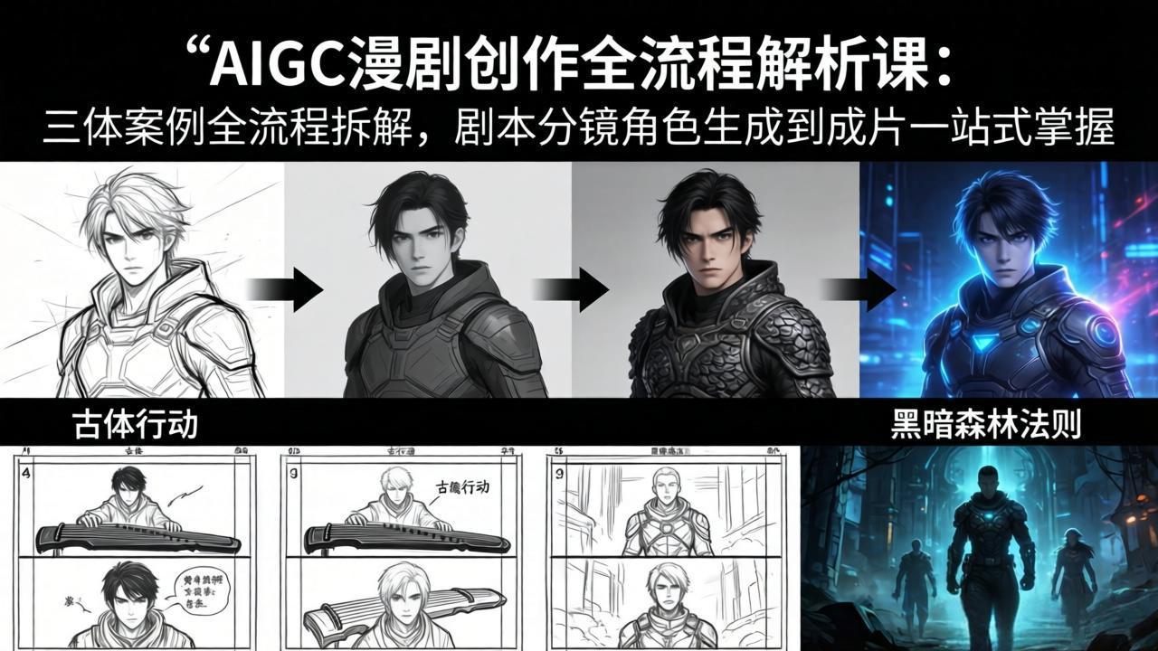 AIGC漫剧创作全流程解析课：三体案例全流程拆解，剧本分镜角色生成到成片一站式掌握-明楼资源站