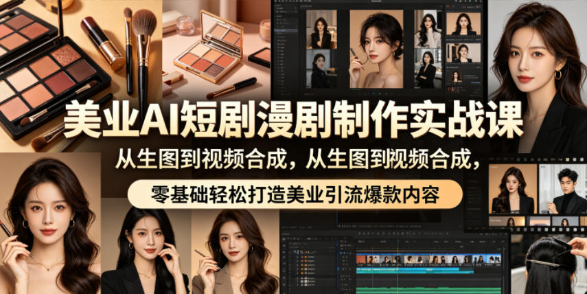 美业AI短剧漫剧制作实战课，从生图到视频合成，零基础轻松打造美业引流爆款内容-明楼资源站