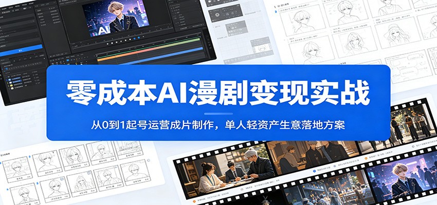 零成本AI漫剧变现实战：从0到1起号运营成片制作，单人轻资产生意落地方案-明楼资源站