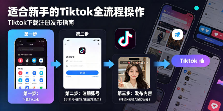 Tiktok下载注册发布，适合新手的Tiktok全流程操作-明楼资源站