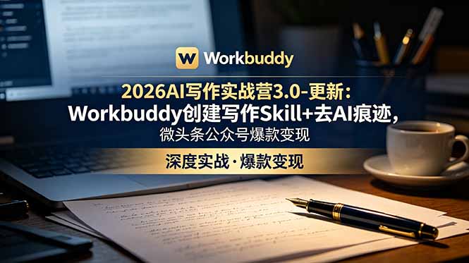 2026AI写作实战营3.0-更新：Workbuddy创建写作Skill+去AI痕迹，微头条公众号爆款变现-明楼资源站