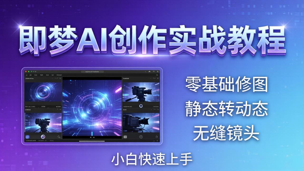 即梦AI创作实战教程，从零基础修图到AI导演，实战教学静态转动态+无缝镜头，小白快速上手-明楼资源站