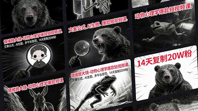 情绪放大镜-动物心理学爆款短视频课，文案公式、AI生图、多平台变现，14天复制20W粉-明楼资源站