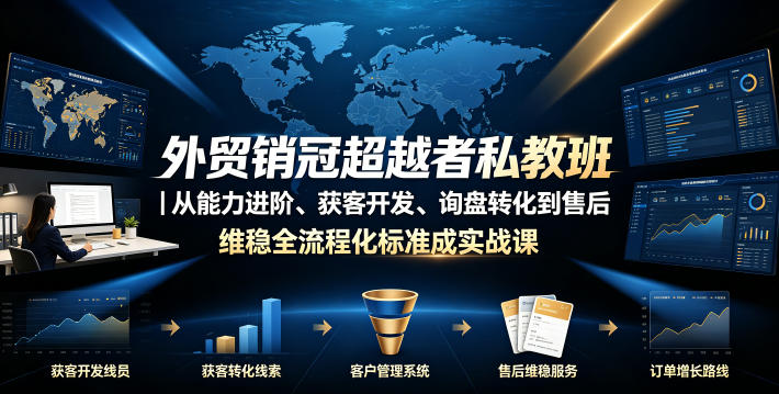 外贸销冠超越者私教班｜从能力进阶、获客开发、询盘转化到售后维稳全流程标准化成交实战课-明楼资源站