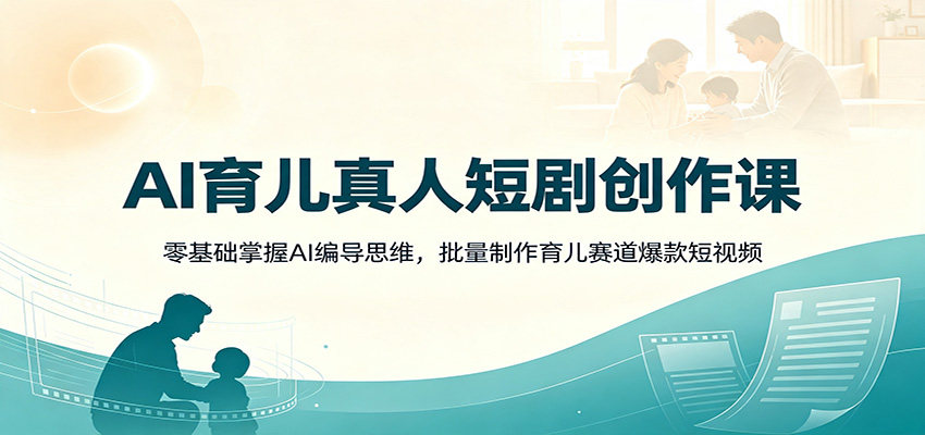 AI育儿真人短剧创作课：零基础掌握AI编导思维，批量制作育儿赛道爆款短视频-明楼资源站