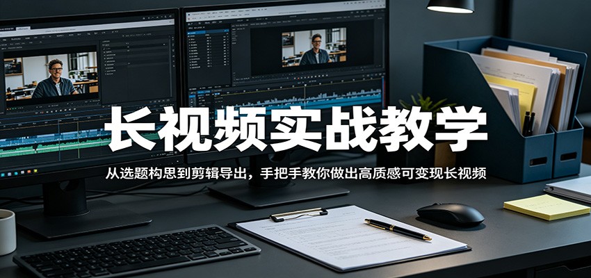 长视频实战教学，从选题构思到剪辑导出，手把手教你做出高质感可变现长视频-明楼资源站