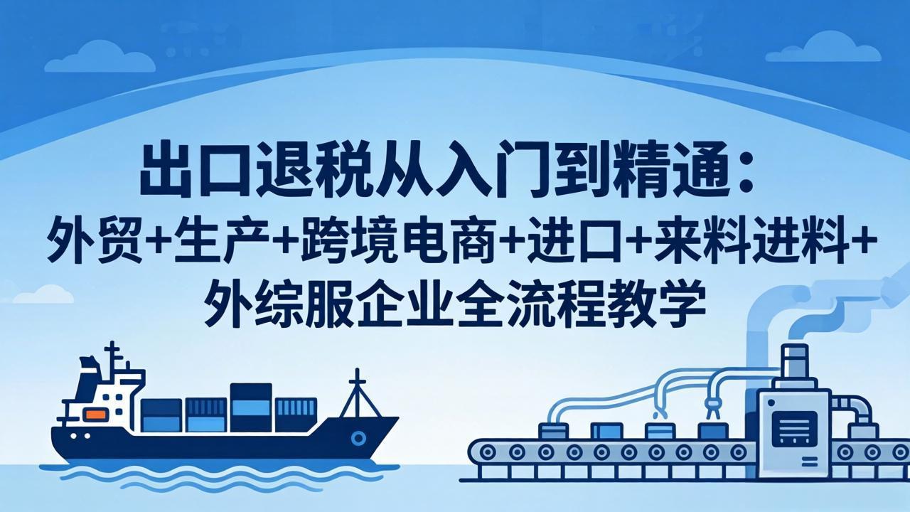 出口退税从入门到精通：外贸+生产+跨境电商+进口+来料进料+外综服企业全流程教学-明楼资源站