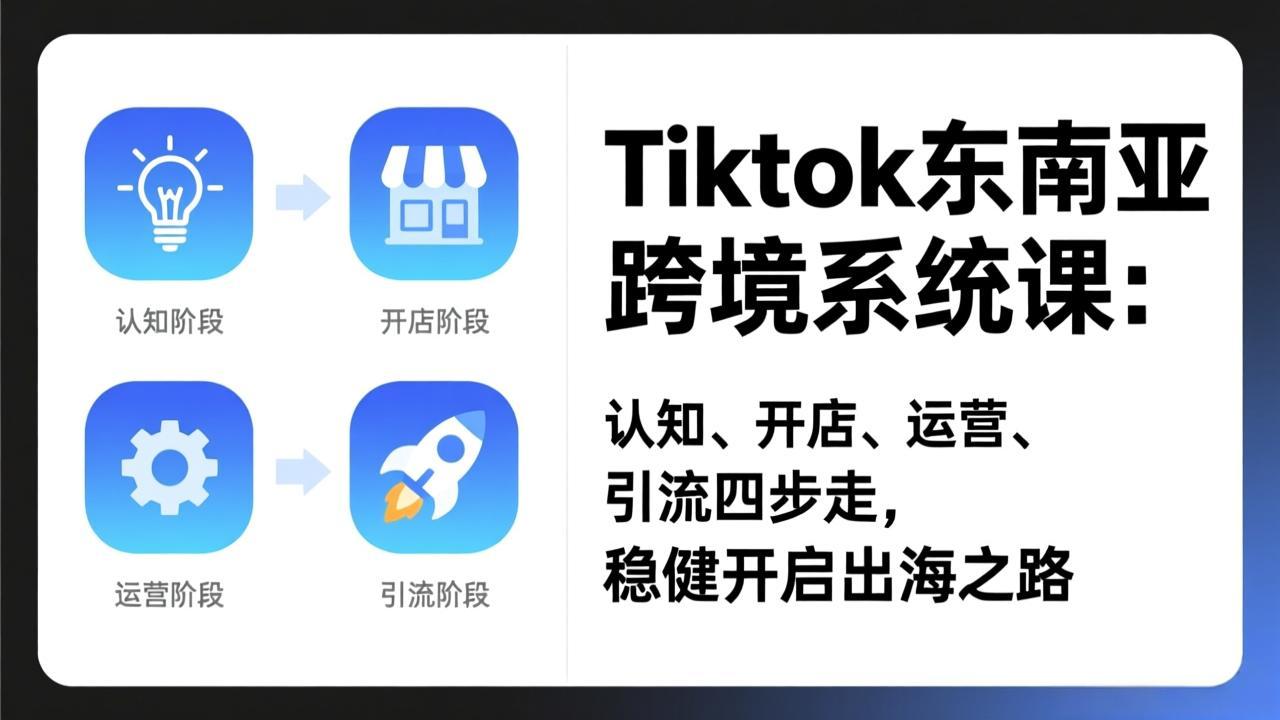 TikTok东南亚跨境系统课：认知、开店、运营、引流四步走，稳健开启出海之路-明楼资源站