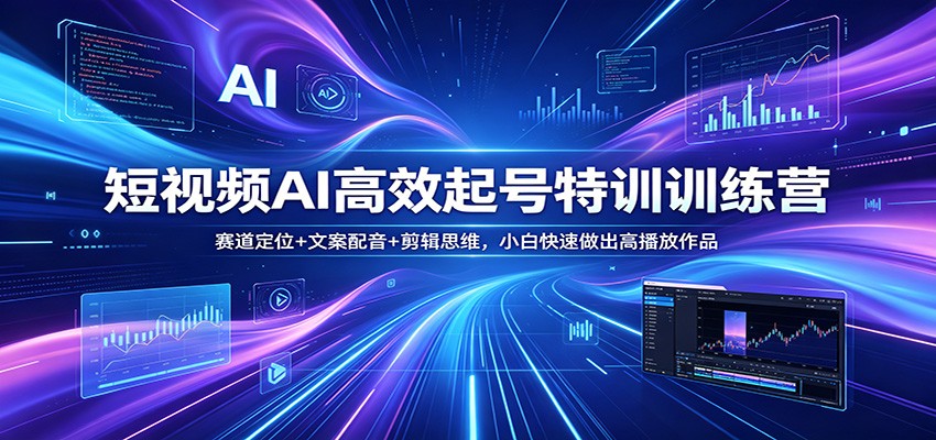 短视频AI高效起号特训训练营：赛道定位+文案配音+剪辑思维，小白快速做出高播放作品-明楼资源站