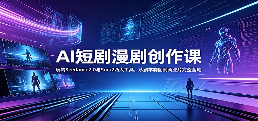 AI短剧漫剧创作课：玩转Seedance2.0与 Sora2两大工具，从剧本制图到商业片完整落地-明楼资源站
