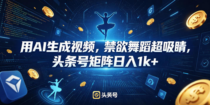用AI生成视频，禁欲舞蹈超吸睛，头条号矩阵日入1k+-明楼资源站
