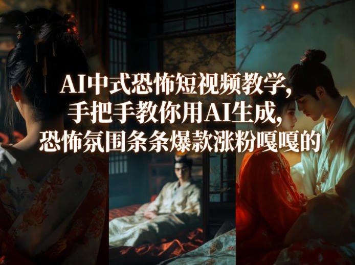 AI中式恐怖短视频教学，手把手教你用AI生成，恐怖氛围条条爆款涨粉嘎嘎的-明楼资源站