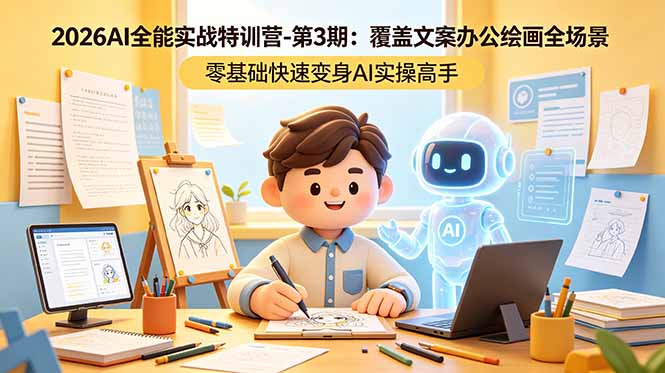 2026AI全能实战特训营-第3期：覆盖文案办公绘画全场景 零基础快速变身AI实操高手-明楼资源站