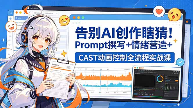 告别AI创作瞎猜！Prompt撰写+情绪营造+CAST动画控制全流程实战课-明楼资源站