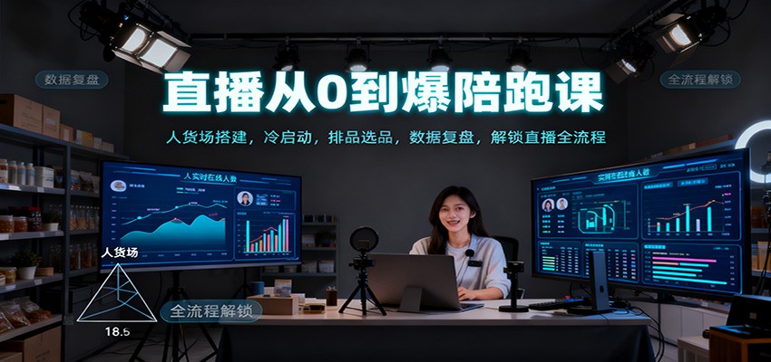 直播从0到爆陪跑课：人货场搭建，冷启动，排品选品，数据复盘，解锁直播全流程-明楼资源站