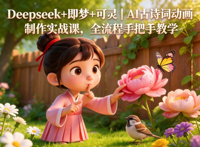 Deepseek+即梦+可灵｜AI古诗词动画制作实战课，全流程手把手教学-明楼资源站