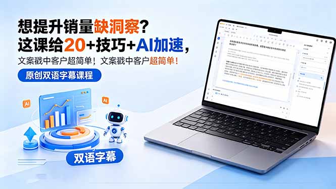 想提升销量缺洞察？这课给 20 + 技巧 + AI 加速，文案戳中客户超简单！【原创双语字幕】-明楼资源站