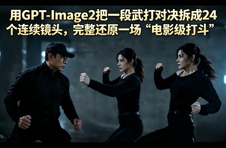用GPT-Image2把一段武打对决拆成24个连续镜头，完整还原一场“电影级打斗”-明楼资源站