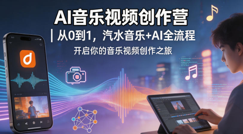 AI音乐视频创作营｜从0到1，汽水音乐+AI全流程，开启你的音乐视频创作之旅-明楼资源站