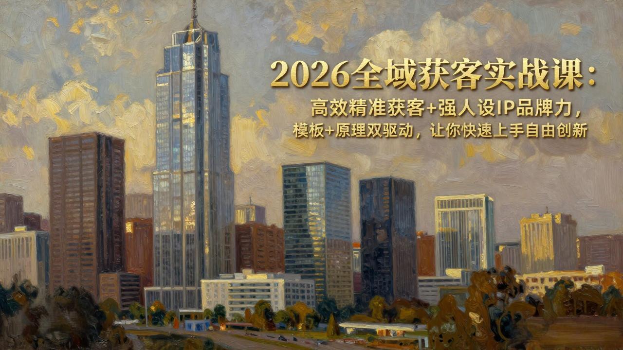 2026全域获客实战课：高效精准获客+强人设IP品牌力，模板+原理双驱动，让你快速上手自由创新-明楼资源站