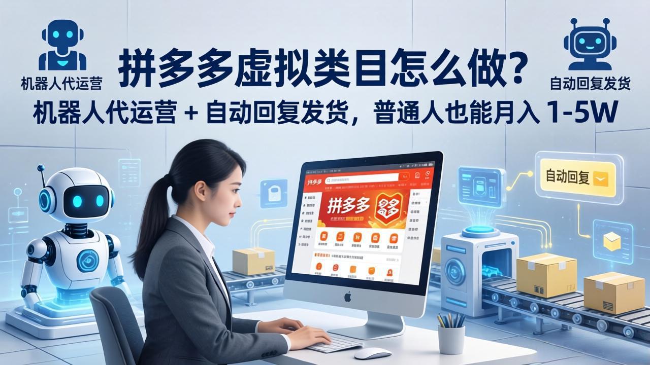 拼多多虚拟类目怎么做？机器人代运营 + 自动回复发货，普通人也能月入 1-5W-明楼资源站