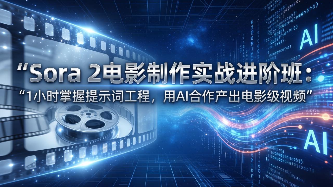 Sora 2电影制作实战进阶班：1小时掌握提示词工程，用AI合作产出电影级视频-明楼资源站