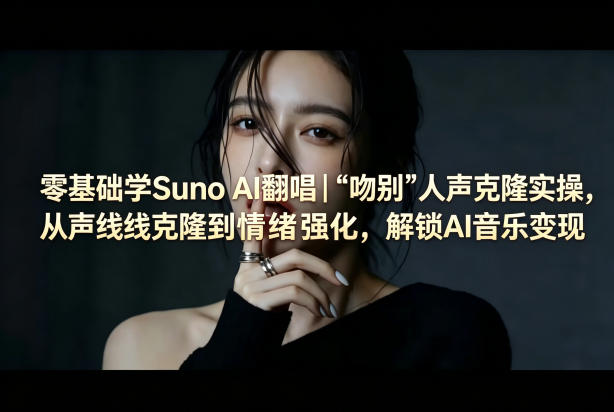 零基础学Suno AI翻唱｜《吻别》人声克隆实操，从声线克隆到情绪强化，解锁AI音乐变现-明楼资源站