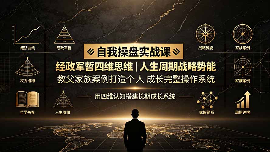 自我操盘实战课：经政军哲四维思维｜人生周期战略势能｜教父家族案例打造个人成长完整操作系统-明楼资源站