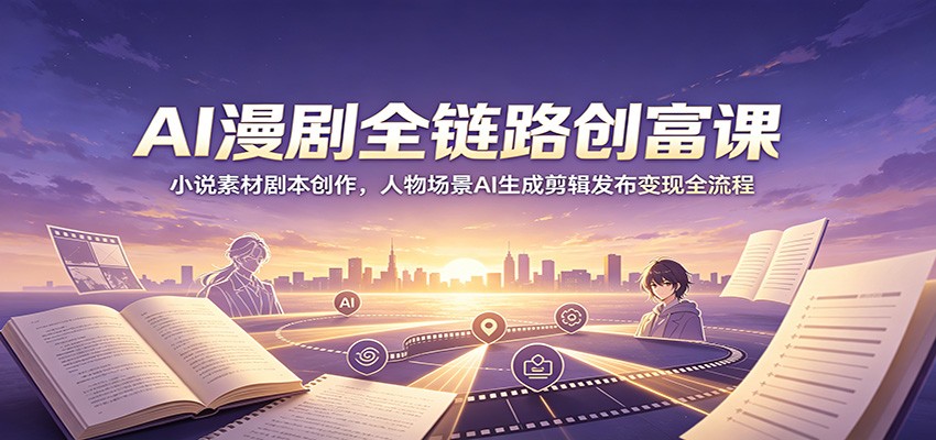 AI漫剧全链路创富课：小说素材剧本创作，人物场景AI生成剪辑发布变现全流程-明楼资源站