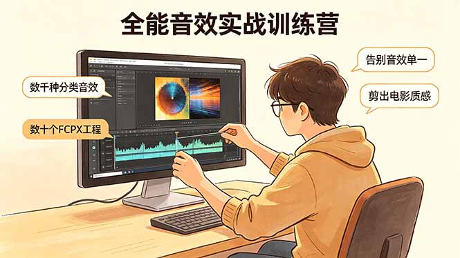 全能音效实战训练营：数千种分类音效+数十个FCPX工程，告别音效单一，剪出电影质感-明楼资源站