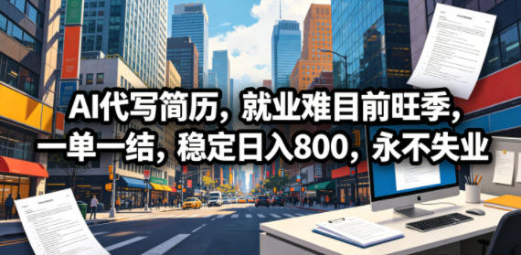 AI代写简历，就业难目前旺季，一单一结，稳定日入800，永不失业-明楼资源站