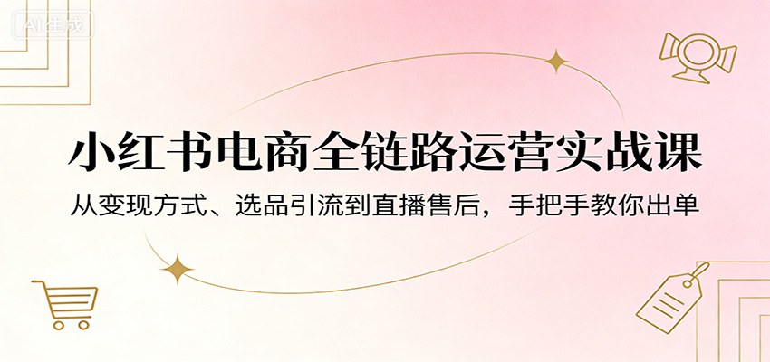 小红书电商全链路运营实战课：从变现方式、选品引流到直播售后，手把手教你出单-明楼资源站