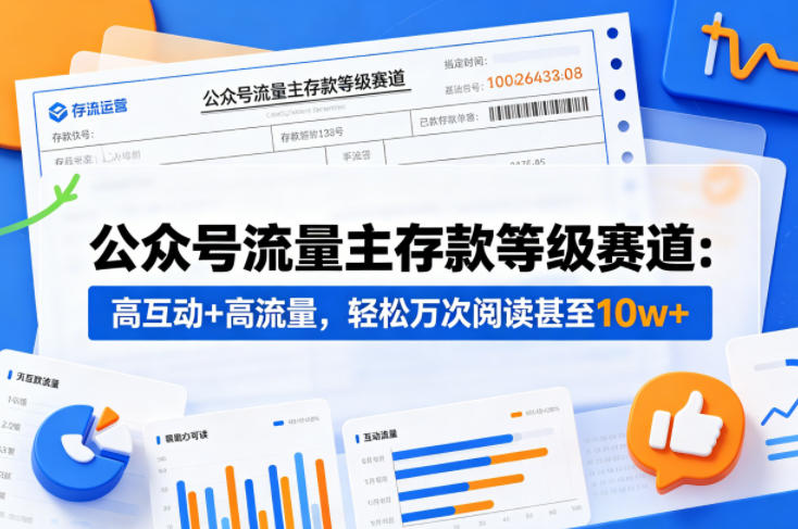 公众号流量主之存款等级赛道，高互动+高流量，轻松达到万次阅读，甚至10w+-明楼资源站