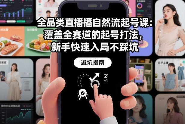 全品类直播自然流起号课：覆盖全赛道的起号打法，新手快速入局不踩坑-明楼资源站