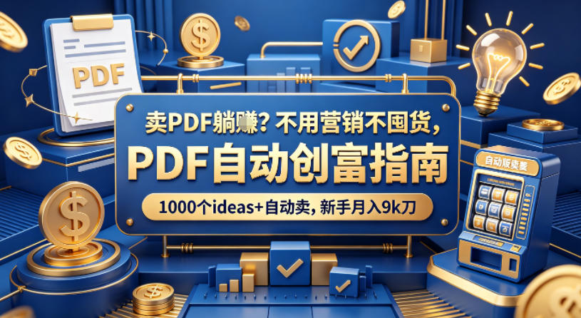 卖PDF躺賺？不用营销不囤货，PDF自动创富指南，1000个ideas+自动卖，新手月入9k刀【原创双语字幕】-明楼资源站
