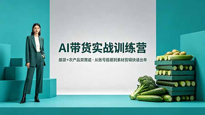 AI带货实战训练营，服装+农产品双赛道，从账号搭建到素材剪辑快速出单-明楼资源站