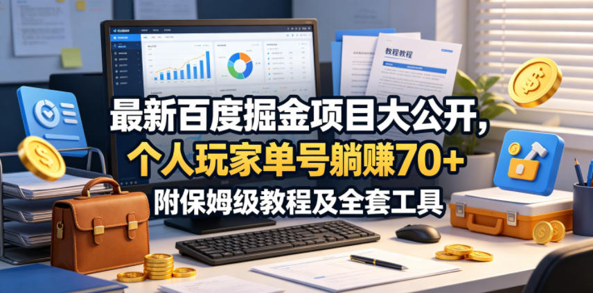 最新百度掘金项目大公开，个人玩家单号躺賺70+，附保姆级教程及全套工具【揭秘】-明楼资源站