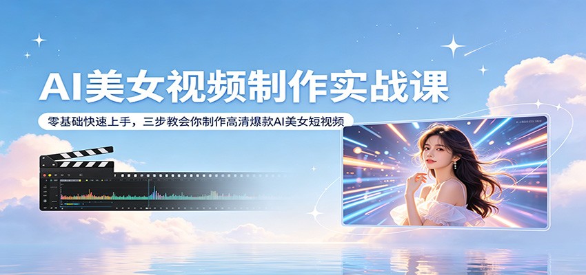 AI美女视频制作实战课：零基础快速上手，三步教会你制作高清爆款AI美女短视频-明楼资源站