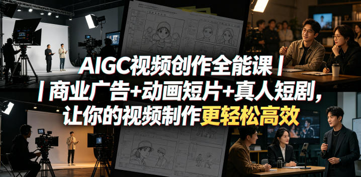 AIGC视频创作全能课｜商业广告+动画短片+真人短剧，让你的视频制作更轻松高效-明楼资源站