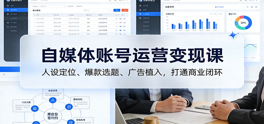 自媒体账号运营变现课：人设定位、爆款选题、广告植入，打通商业闭环-明楼资源站