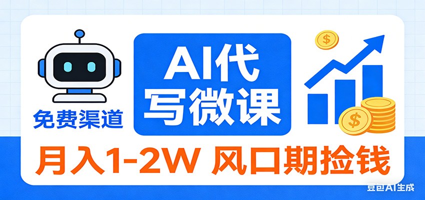 2026告别打工！AI 代写微课，提供免费渠道，月入 1-2W 风口期捡钱-明楼资源站