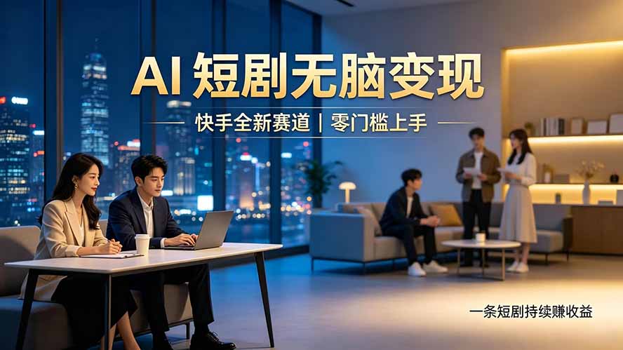 别乱找副业了，快手 AI 短剧零门槛长久被动增收-明楼资源站