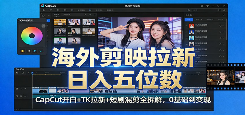 海外剪映拉新日入五位数：CapCut开白+TK拉新+短剧混剪全拆解，0基础到变现-明楼资源站