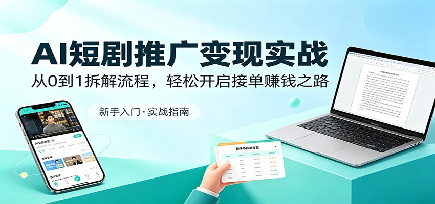 AI短剧推广变现实战：从0到1拆解流程，轻松开启接单赚钱之路-明楼资源站