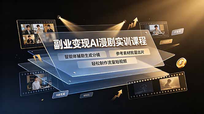 副业变现AI漫剧实训课程，智能体辅助生成分镜，参考素材批量出片，轻松制作流量短视频-明楼资源站