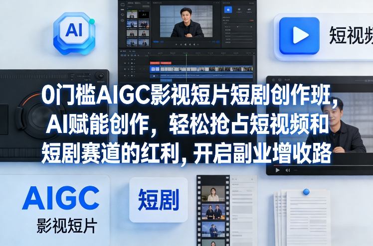 0门槛AIGC影视短片短剧创作班，AI赋能创作，轻松抢占短视频和短剧赛道的红利，开启副业增收路-明楼资源站