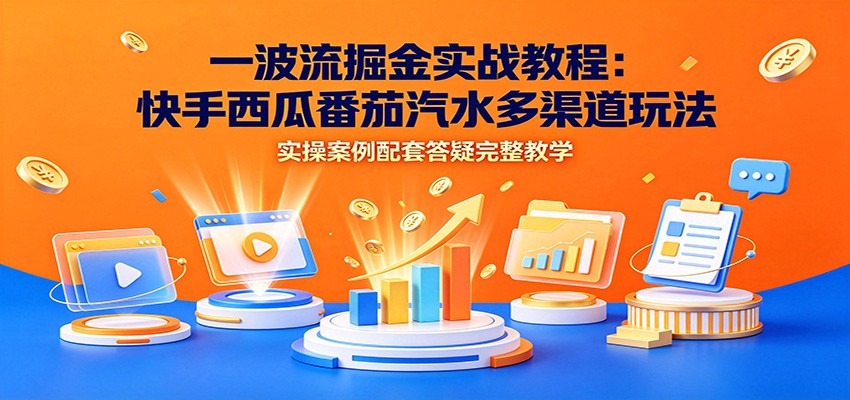 一波流掘金实战教程：快手西瓜番茄汽水多渠道玩法，实操案例配套答疑完整教学-明楼资源站