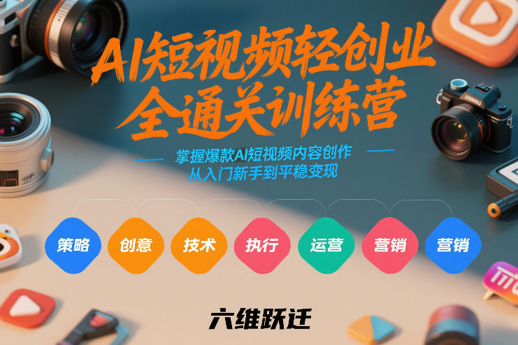 AI短视频轻创业全通关训练营，掌握爆款AI短视频内容创作，从入门新手到平稳变现的六维跃迁-明楼资源站