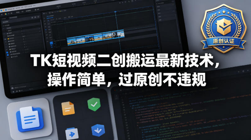 TK短视频二创搬运最新技术，操作简单，过原创不违规-明楼资源站
